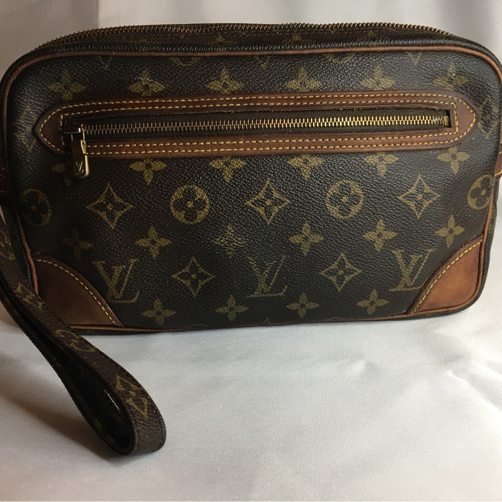Authentic Louis Vuitton Monogram Marley Draggonne clutch handbag GM